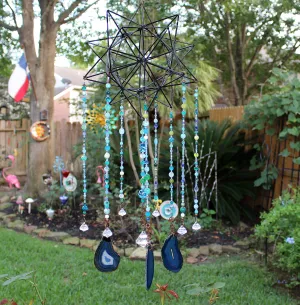 Handmade Blue Bead Garden Art, Blue Garden Art