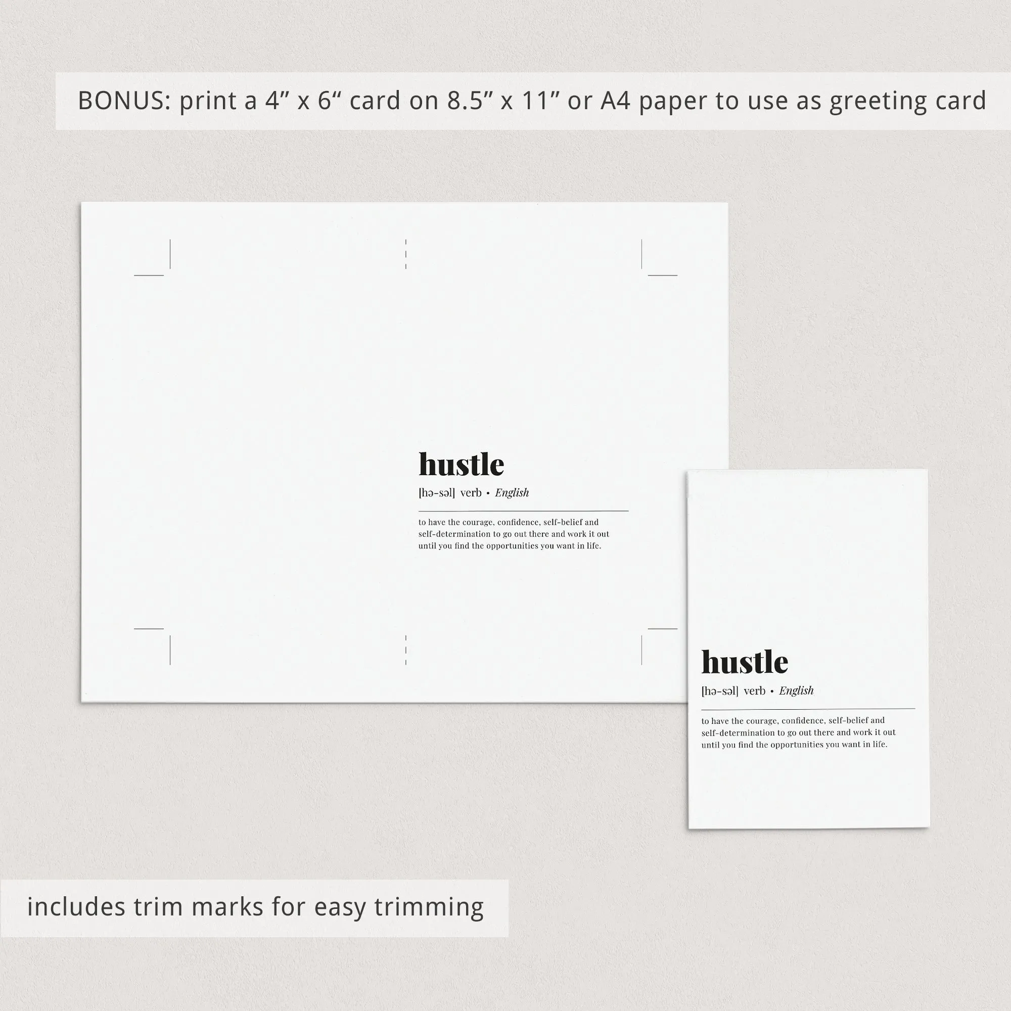 Hustle Definition Print Instant Download
