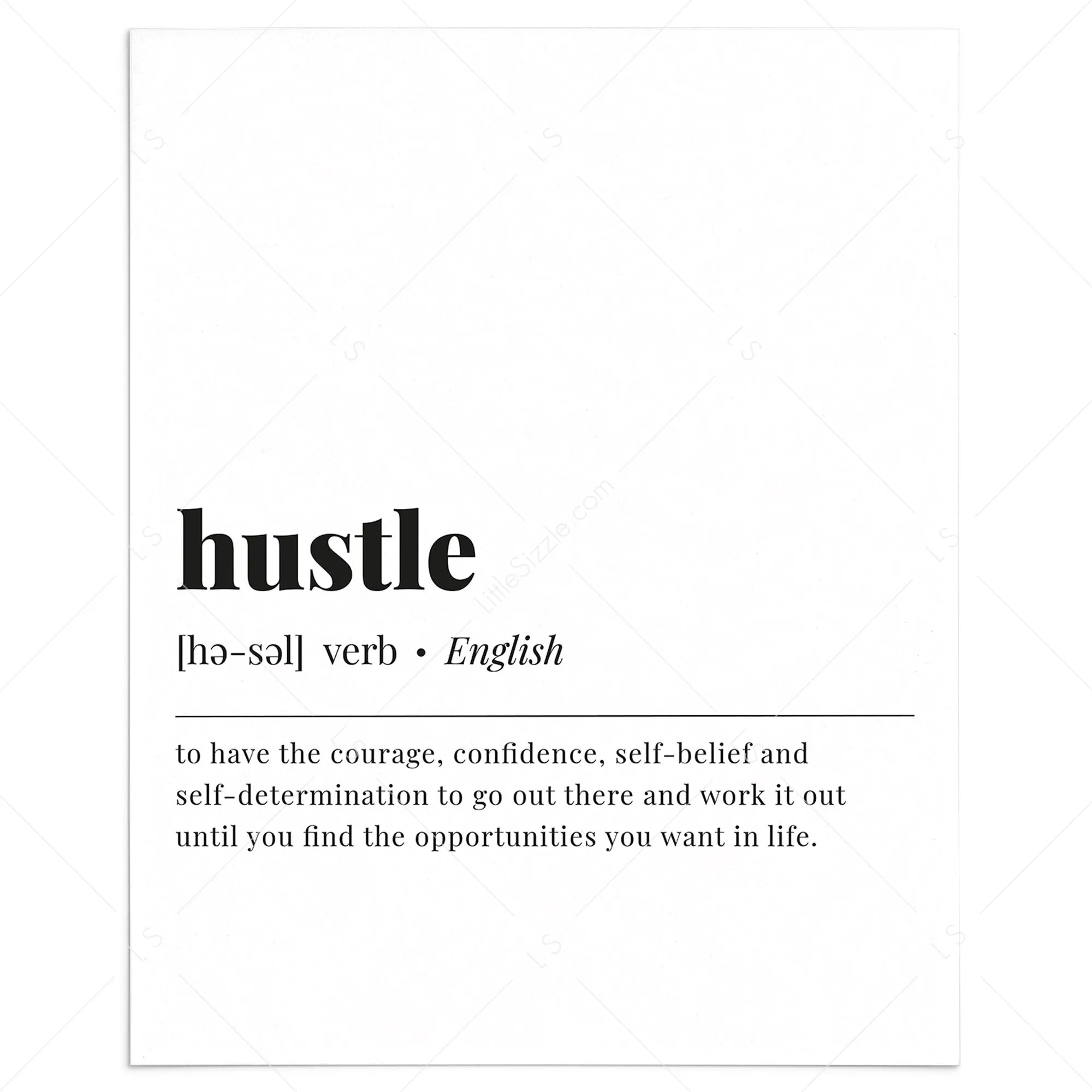 Hustle Definition Print Instant Download