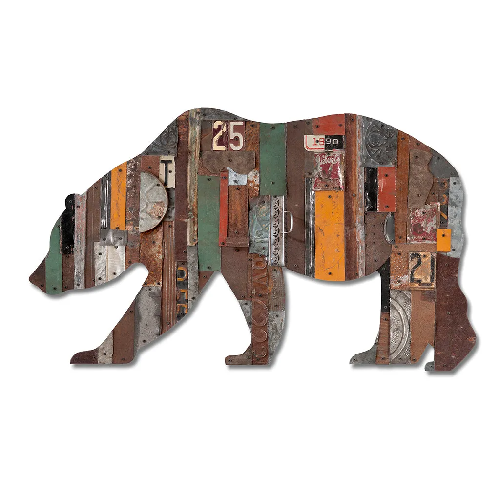 IN THE WOODS (CALIFORNIA BEAR) original metal wall sculpture