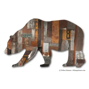 IN THE WOODS (CALIFORNIA BEAR) original metal wall sculpture