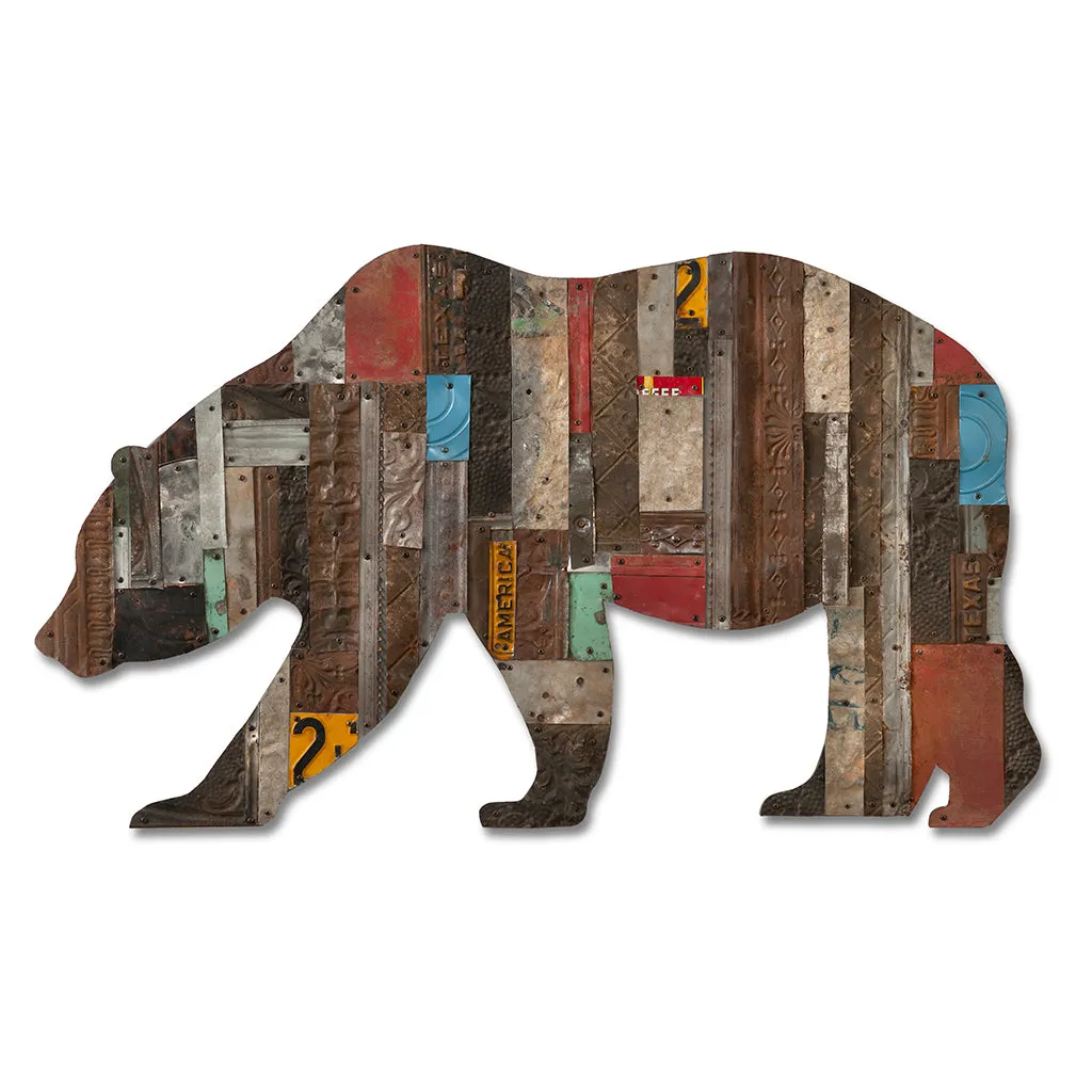 IN THE WOODS (CALIFORNIA BEAR) original metal wall sculpture