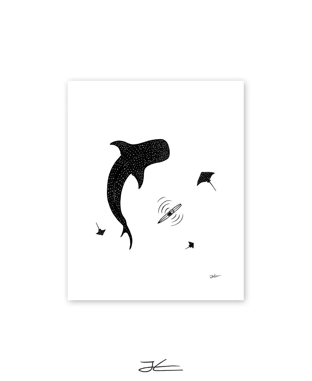 Inktober Whale Shark - Print/ Framed Print