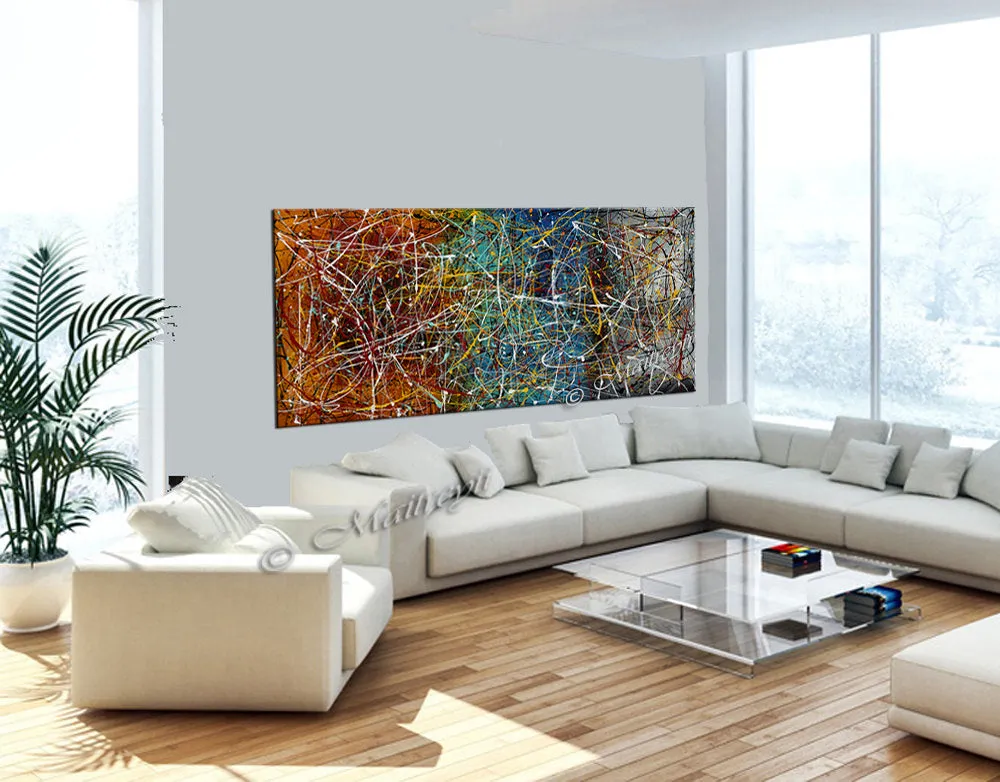 Jackson Pollock Style | Abstract artwork large oil painting on canvas modern wall art - Vintage Beauty 19