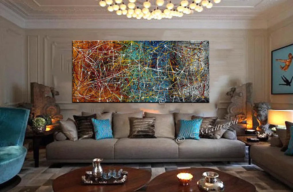 Jackson Pollock Style | Abstract artwork large oil painting on canvas modern wall art - Vintage Beauty 19