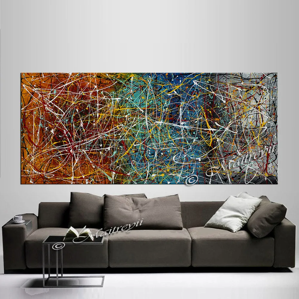 Jackson Pollock Style | Abstract artwork large oil painting on canvas modern wall art - Vintage Beauty 19