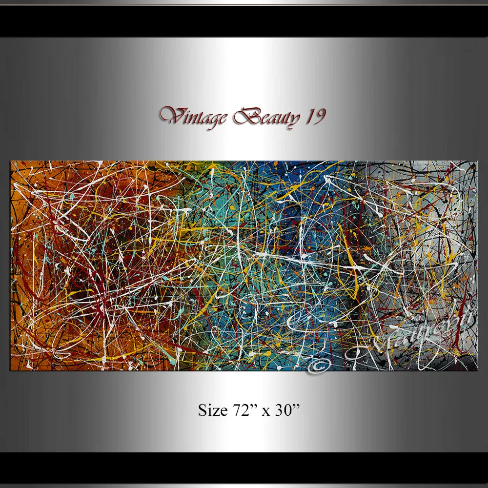 Jackson Pollock Style | Abstract artwork large oil painting on canvas modern wall art - Vintage Beauty 19