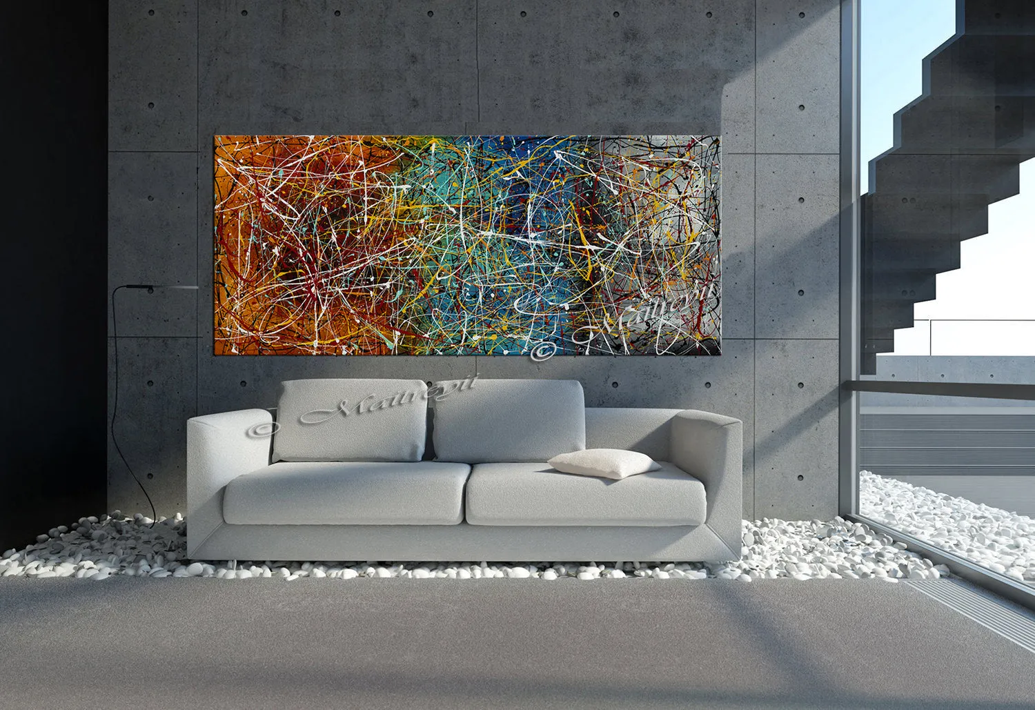 Jackson Pollock Style | Abstract artwork large oil painting on canvas modern wall art - Vintage Beauty 19