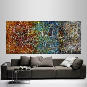 Jackson Pollock Style | Abstract artwork large oil painting on canvas modern wall art - Vintage Beauty 19