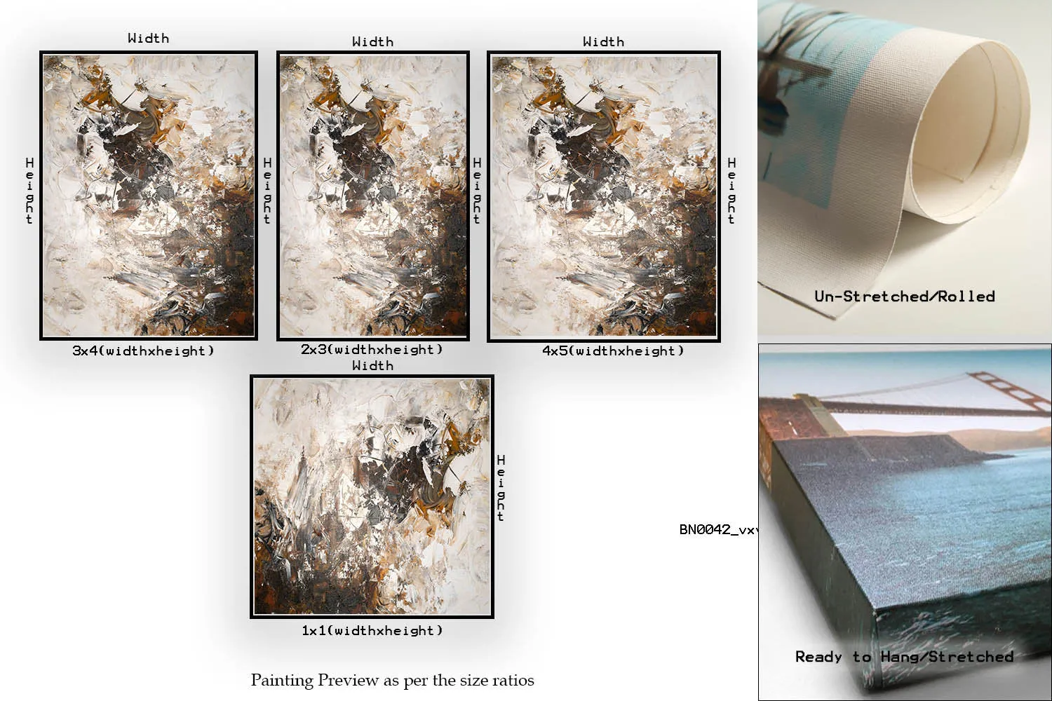 Large Brown White Abstract Painting Modern Abstract Painting Qp007