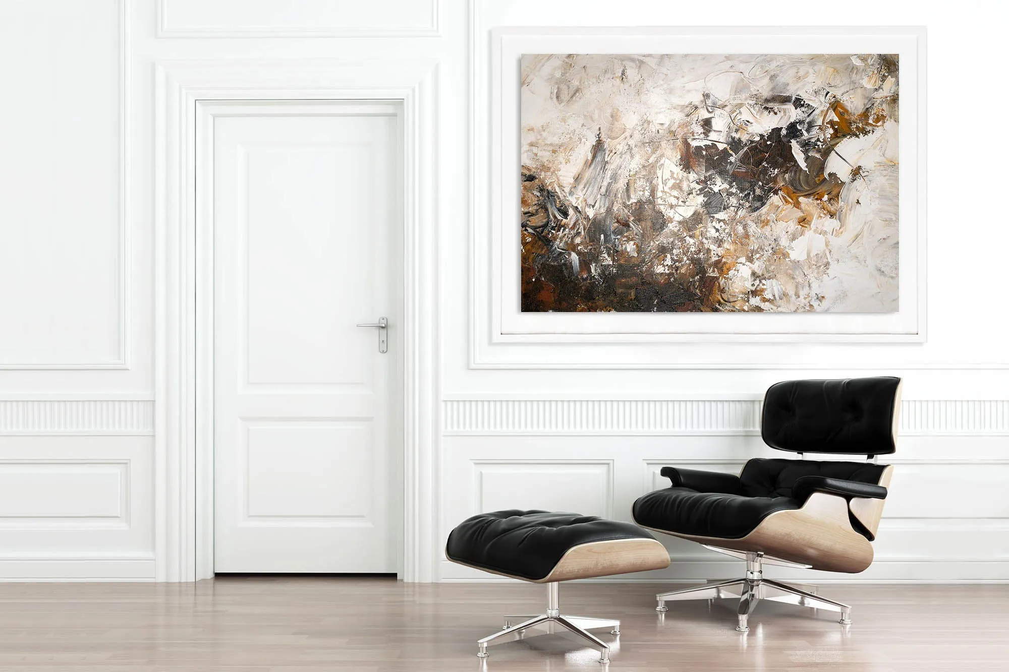 Large Brown White Abstract Painting Modern Abstract Painting Qp007