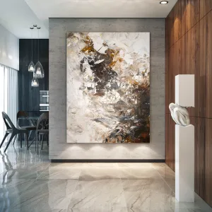 Large Brown White Abstract Painting Modern Abstract Painting Qp007