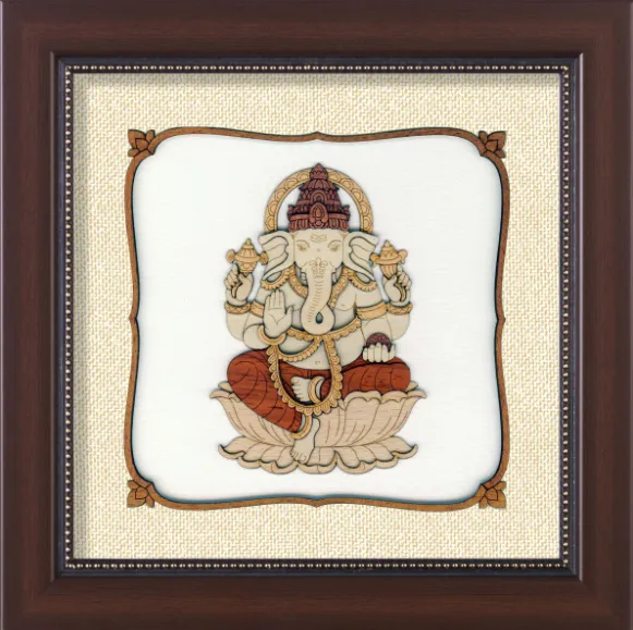 Layered Wall Art Ganpati 8x8 Inch By India Kreations Decor