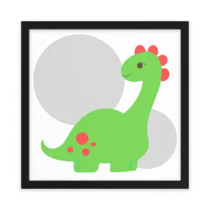 Light Green Long Neck Dinosaur Framed Poster