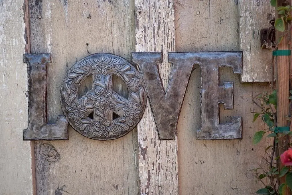 Love & Peace Haitian Metal Wall Art
