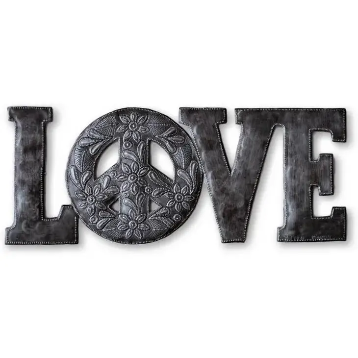 Love & Peace Haitian Metal Wall Art