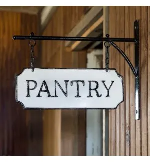 Metal Pantry Sign with Hanging Display Bar