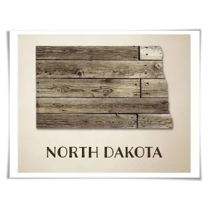 North Dakota Map Art Print. 5 Sizes. Travel Poster. Custom State. USA Map. Rustic Art Home Decor.