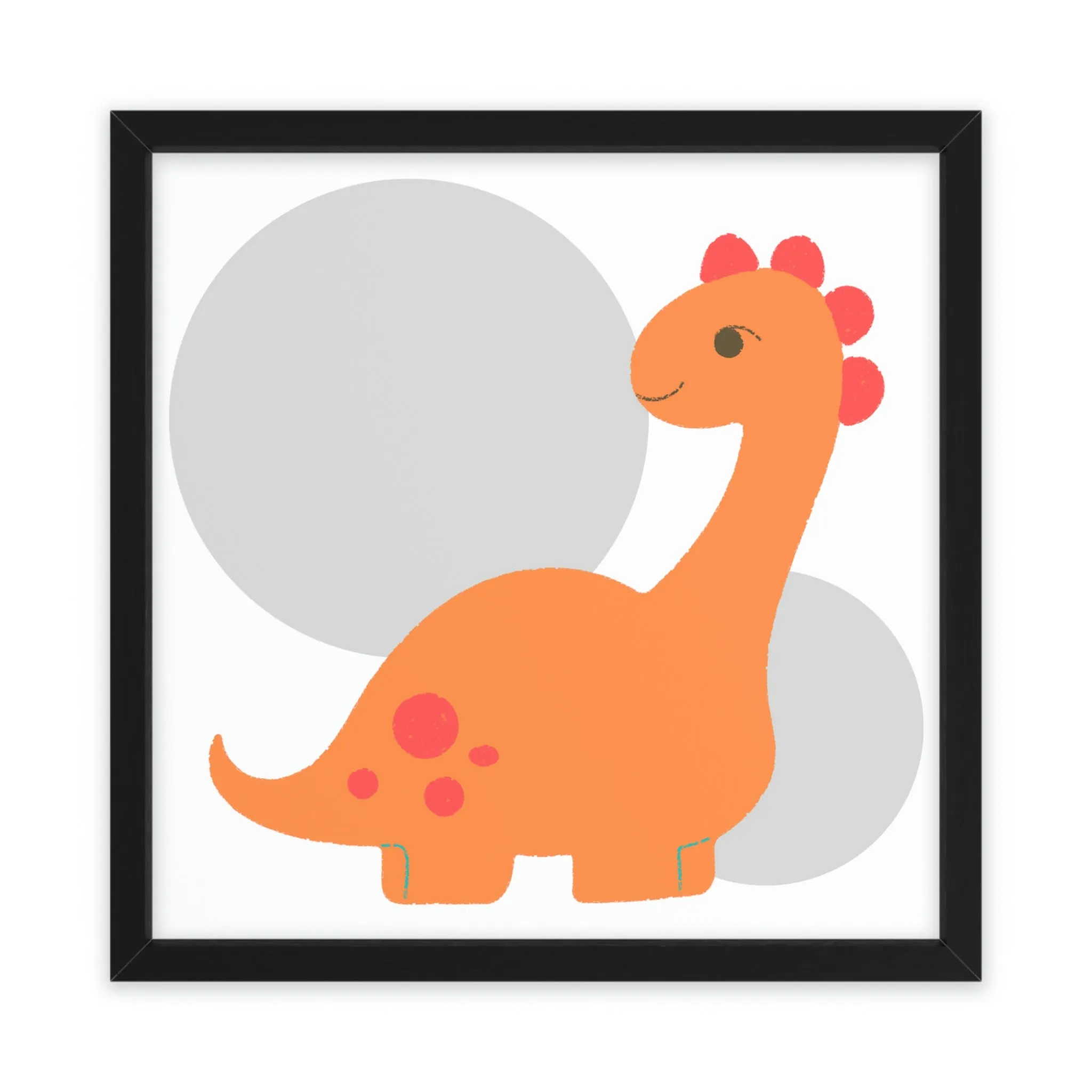 Orange Long Neck Dinosaur Framed Poster