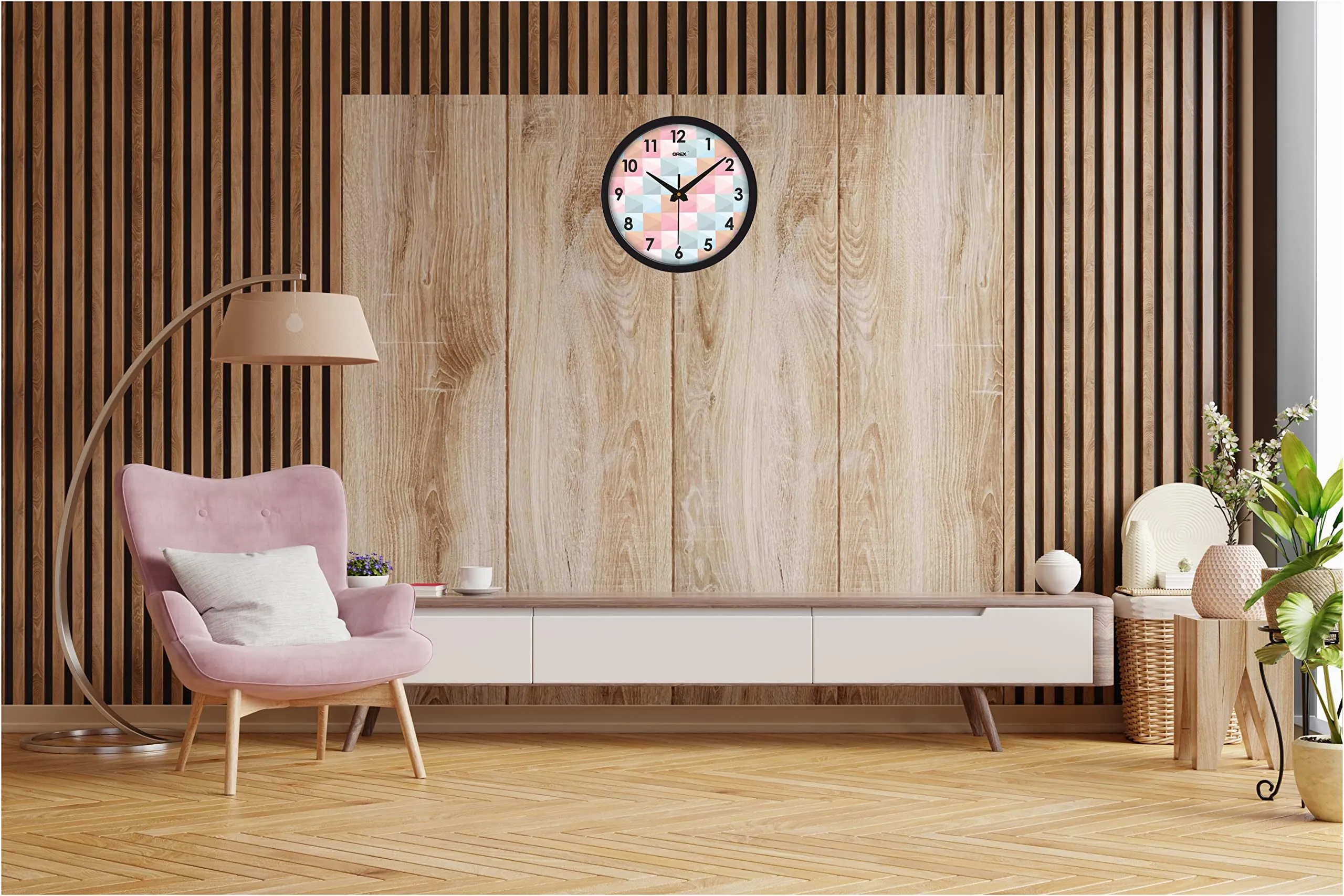 OREX 12 inch Round Shape Wall Clock Home/Kitchen/Living Room/Bedroom/Office, Black Multicolor (30.5 x 30.5 x 4 cm) - 20