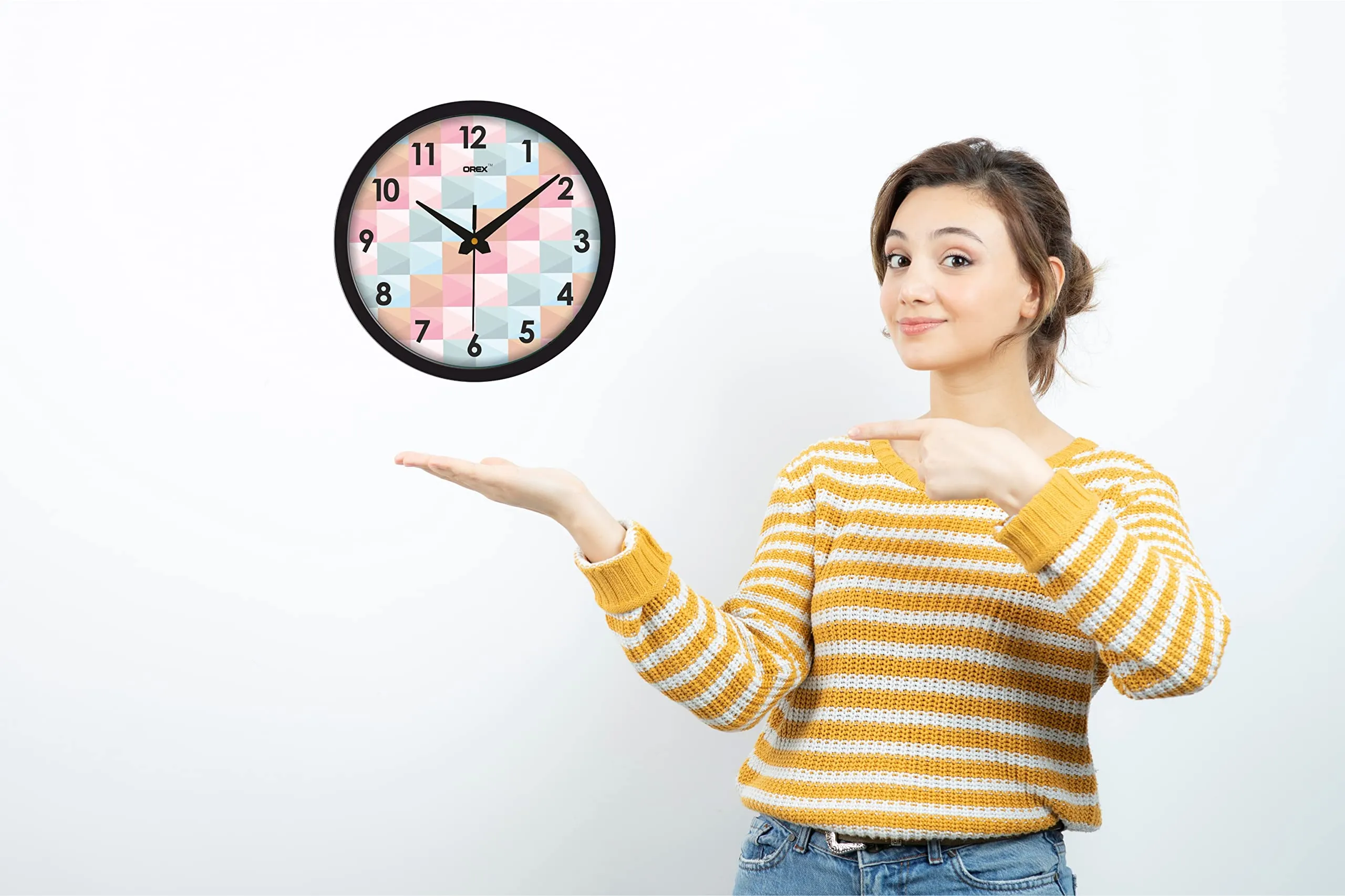 OREX 12 inch Round Shape Wall Clock Home/Kitchen/Living Room/Bedroom/Office, Black Multicolor (30.5 x 30.5 x 4 cm) - 20