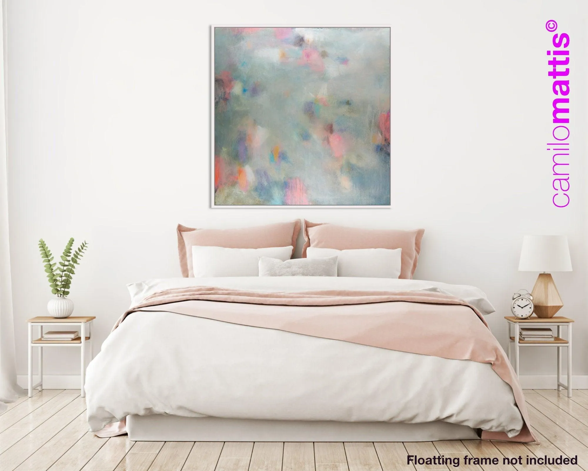 Pastel colors art, Abstract landscape art print, Pink and grey fine art print