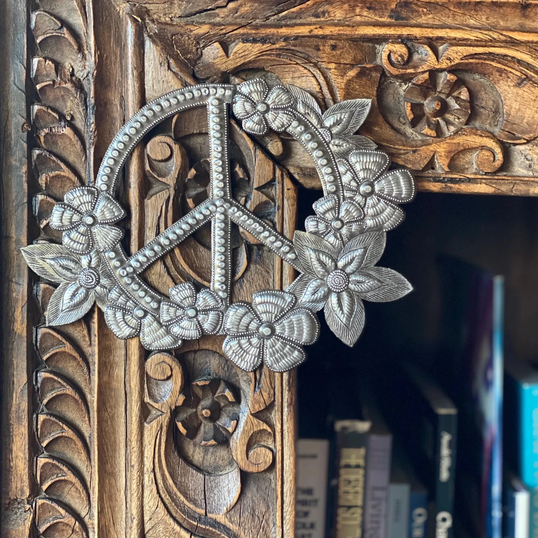Peace and Flowers Haitian Metal Wall Art