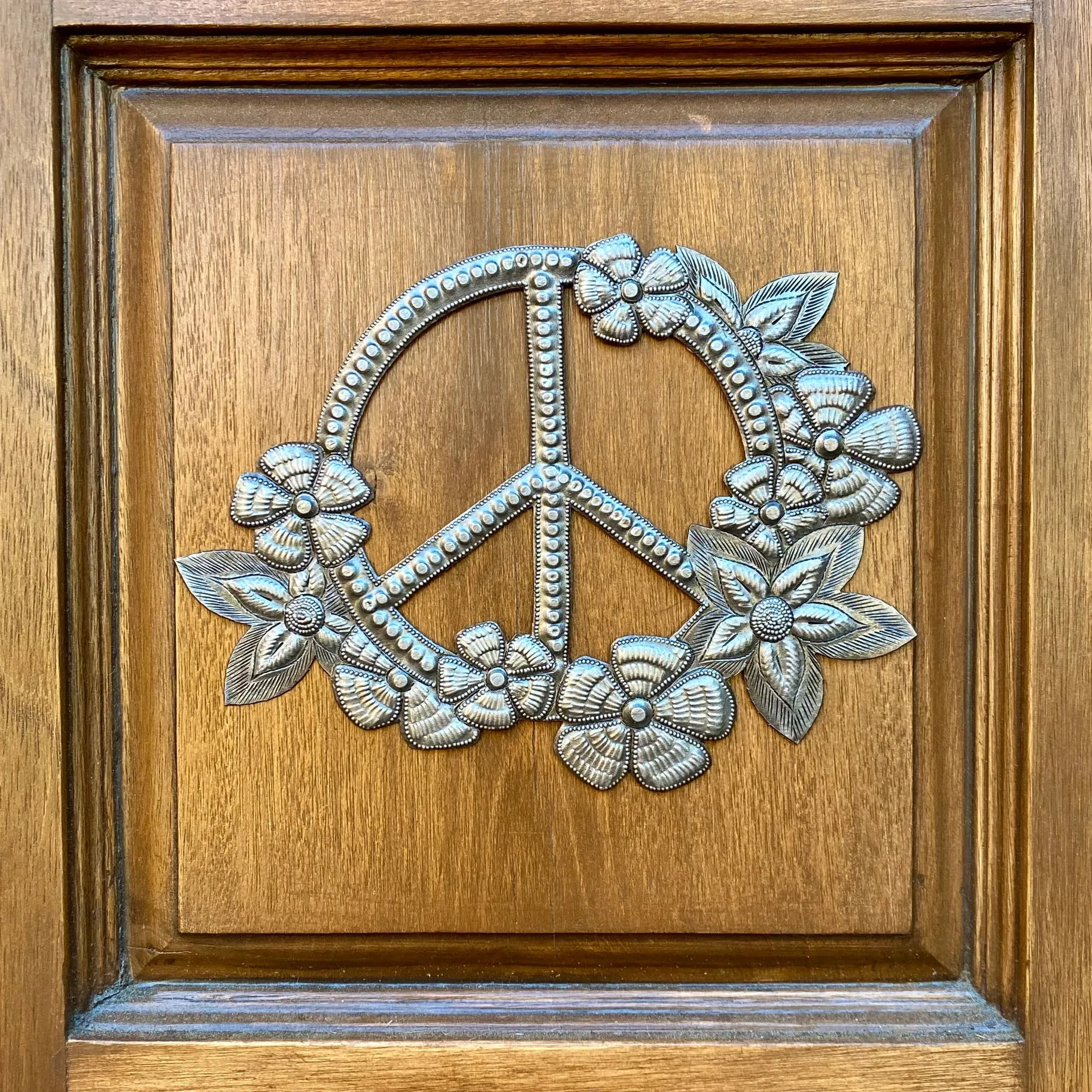 Peace and Flowers Haitian Metal Wall Art