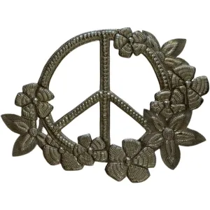 Peace and Flowers Haitian Metal Wall Art