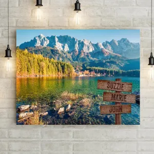 Personalized Mountainside Lake Premium Canvas