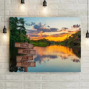 Personalized Sunset Lake Premium Canvas