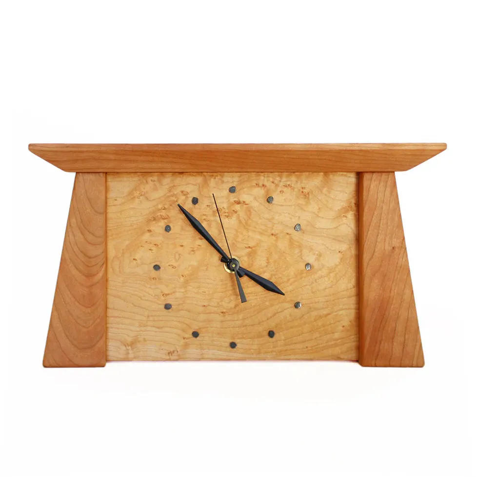 Prairie mantel clock, cherry & maple