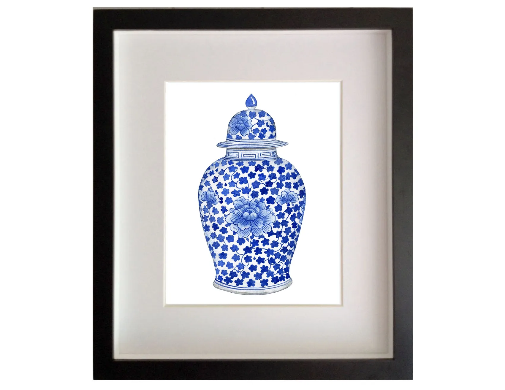 Print of Antique ginger jar with peonies flower print