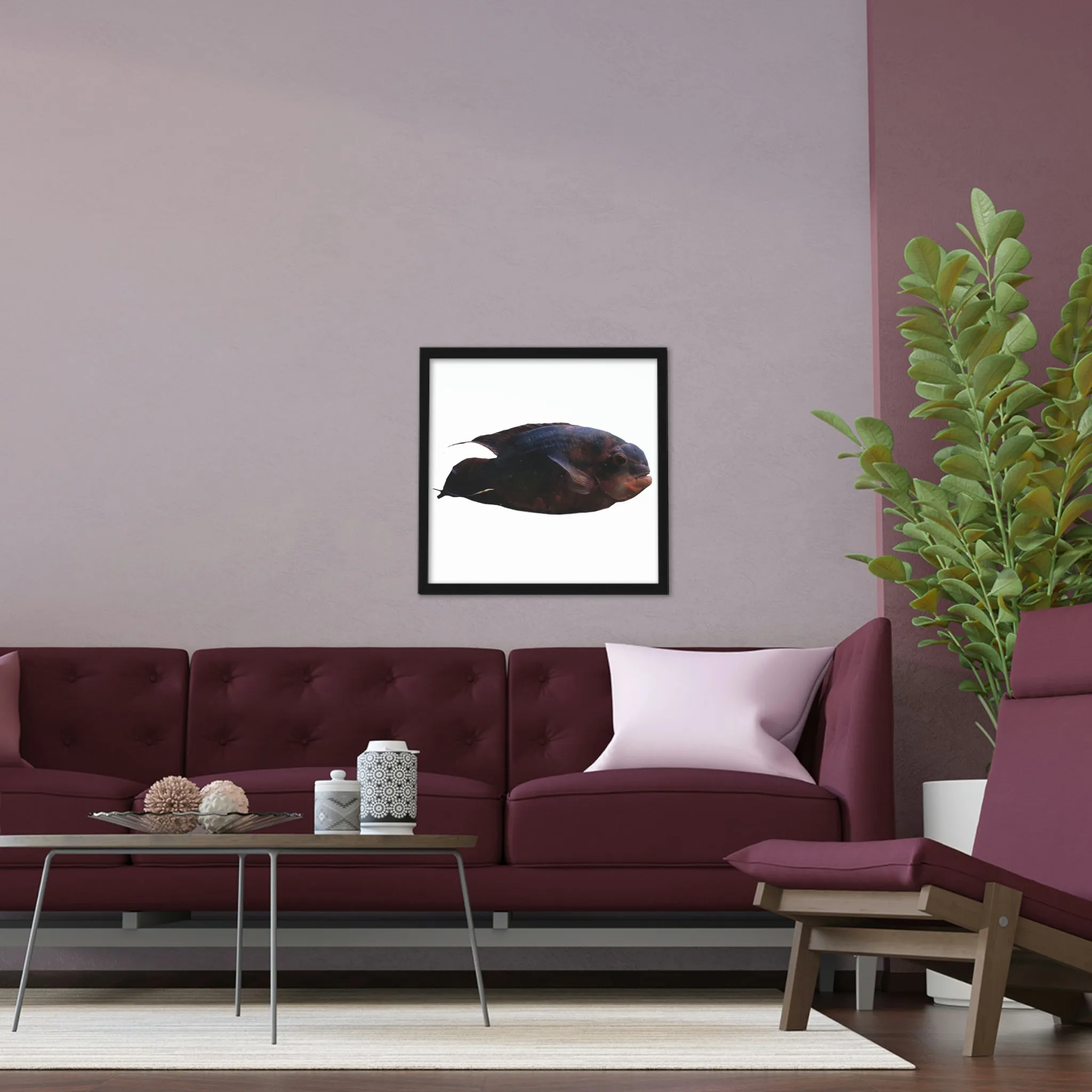 Red Black Fish Framed Poster