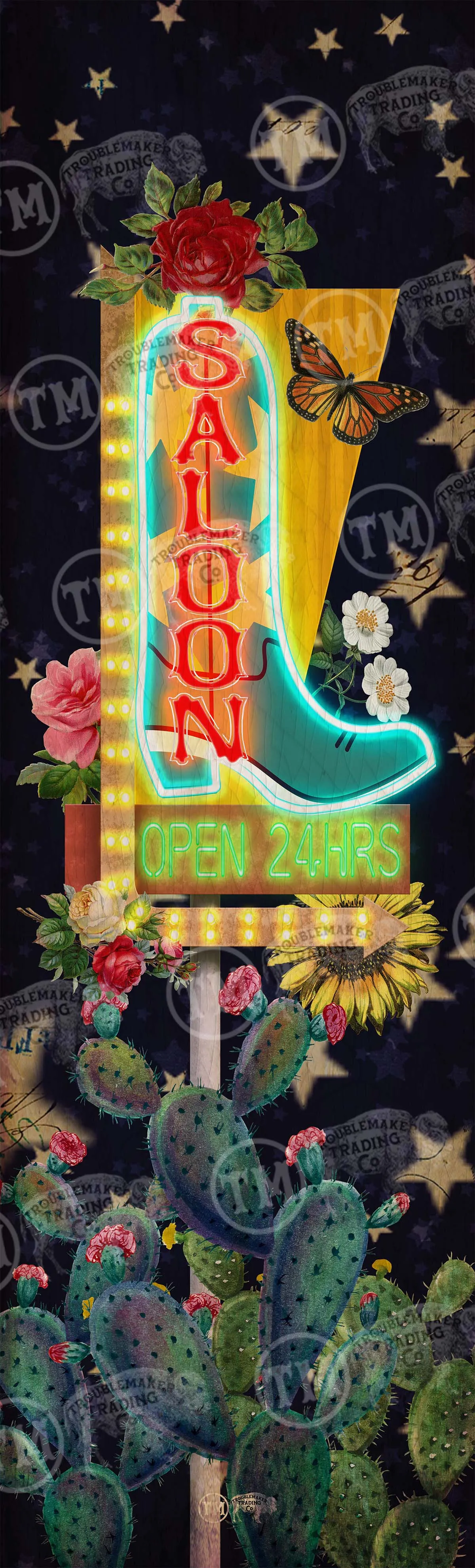 Saloon Cowboy Boot - 12"x36" Arch Artwork