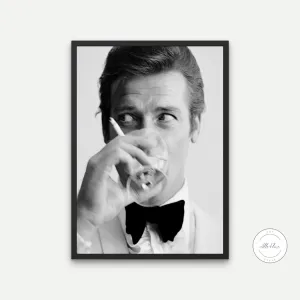 Shaken Not Stirred Black And White Movie Wall Art PRINTABLE ART, Vintage Movie Art, Hollywood Stars, Glam Decor, Luxury Fashion Wall Art, Black And White Prints