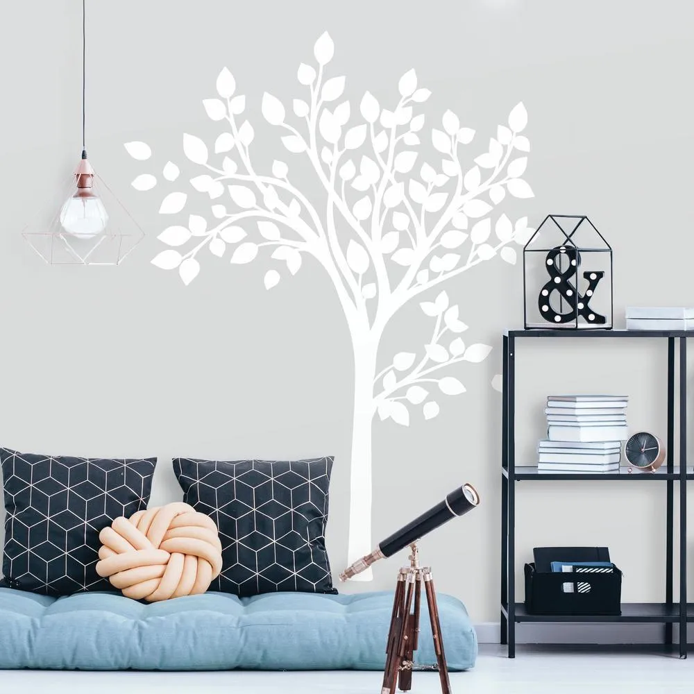 Simple White Tree Peel and Stick Giant Wall Decals