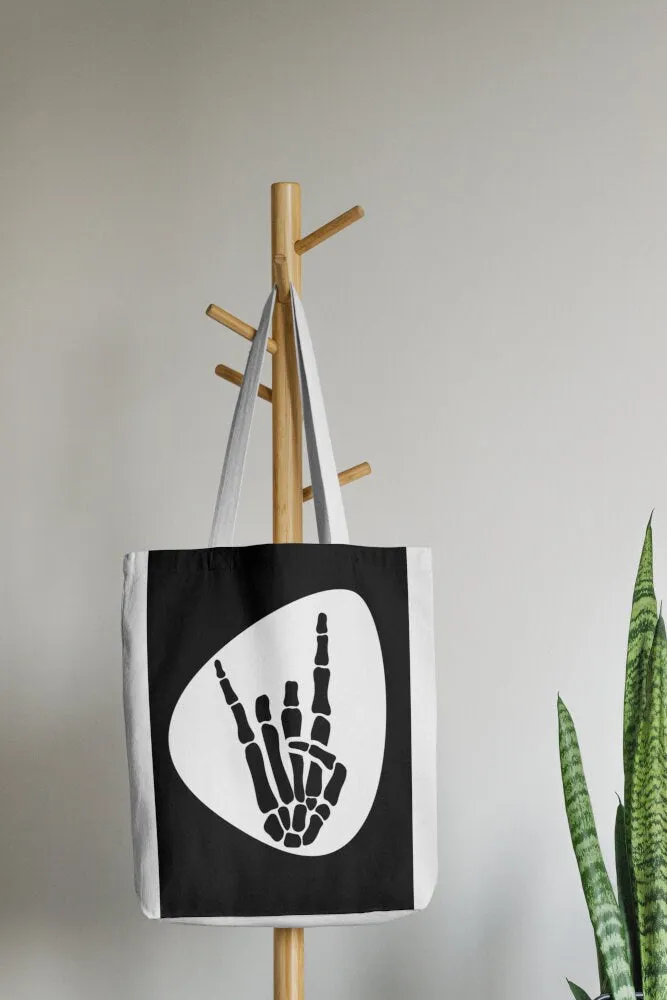 Skeleton Rock Horns Black & White Wall Art INSTANT DOWNLOAD Art Print, Musician Gift, Guitar Pick, Punk Rock Poster, Skeleton Rock Hand Silhouette