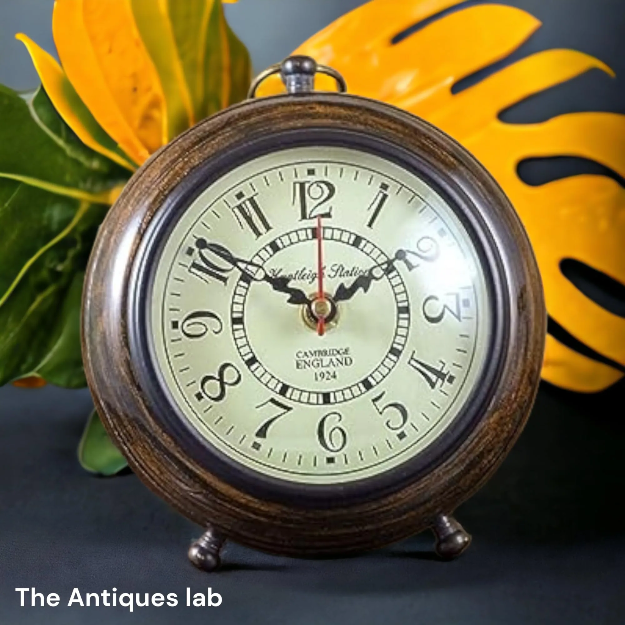 The Antique's Lab Handcrafted Wooden Table Clock - Perfect for Home Decor, Office Desk, Study Table - Elegant Showpiece, Decorative Accent, and Thoughtful Gift Idea 6 inch