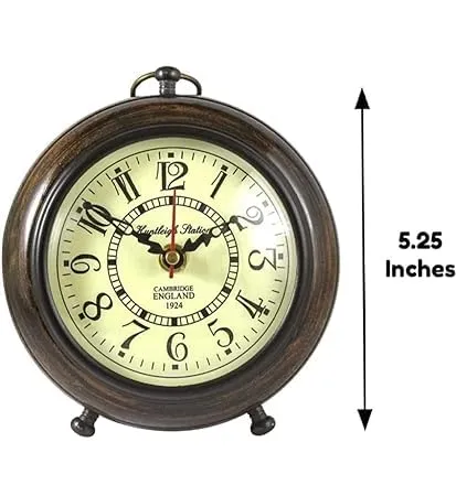 The Antique's Lab Handcrafted Wooden Table Clock - Perfect for Home Decor, Office Desk, Study Table - Elegant Showpiece, Decorative Accent, and Thoughtful Gift Idea 6 inch