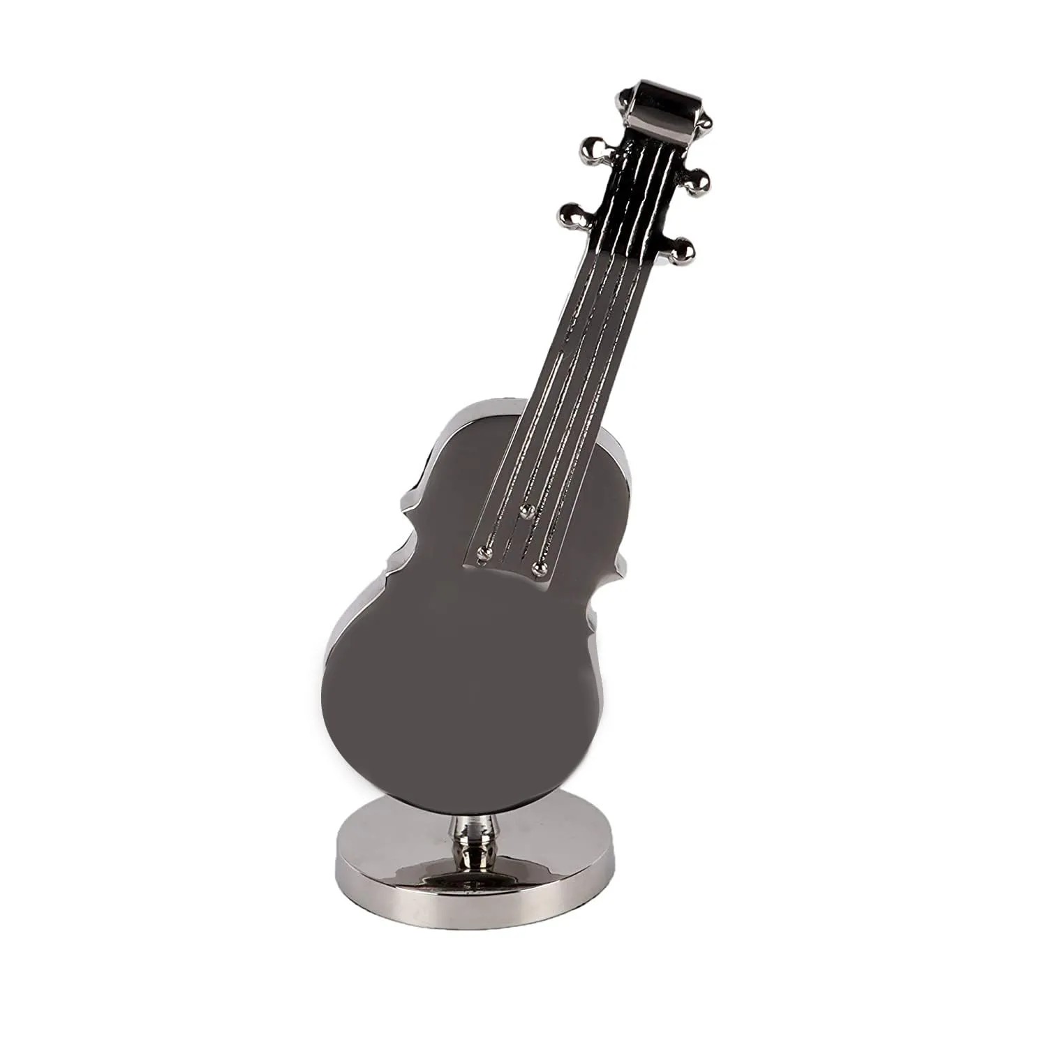 TrenDec Silver Finish Metal Guitar Shape Clock | Tableware Decorative Item | Clock for Home Decor | Home Decor | Clock Gift Item | Clock for LIvingroom & Bedroom & Office