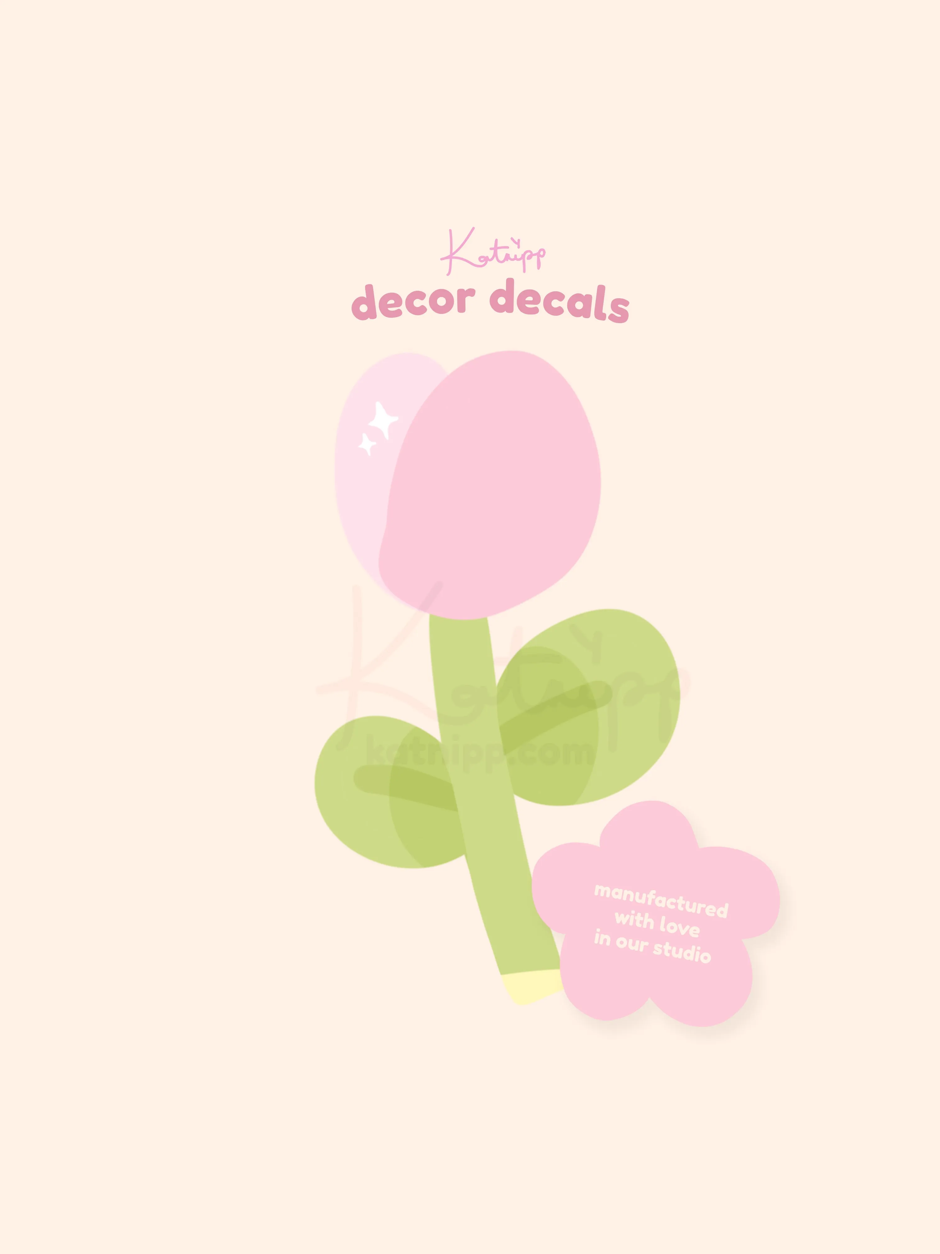 Tulip Flower Wall Decal | Katnipp Kawaii Tulip Wall Decal | Pastel Floral Removable Wall Sticker | Aesthetic Home & Nursery Decor