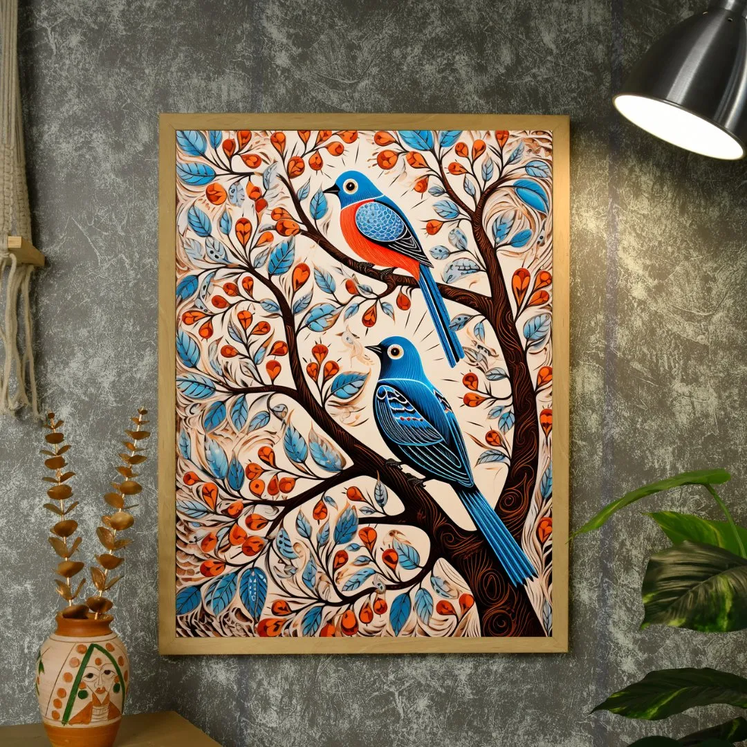 Unwind with Nature's Dance: Sowpeace Handcrafted Wall Prints – Premium Indian-Inspired Art for Elegant and Peaceful Decor