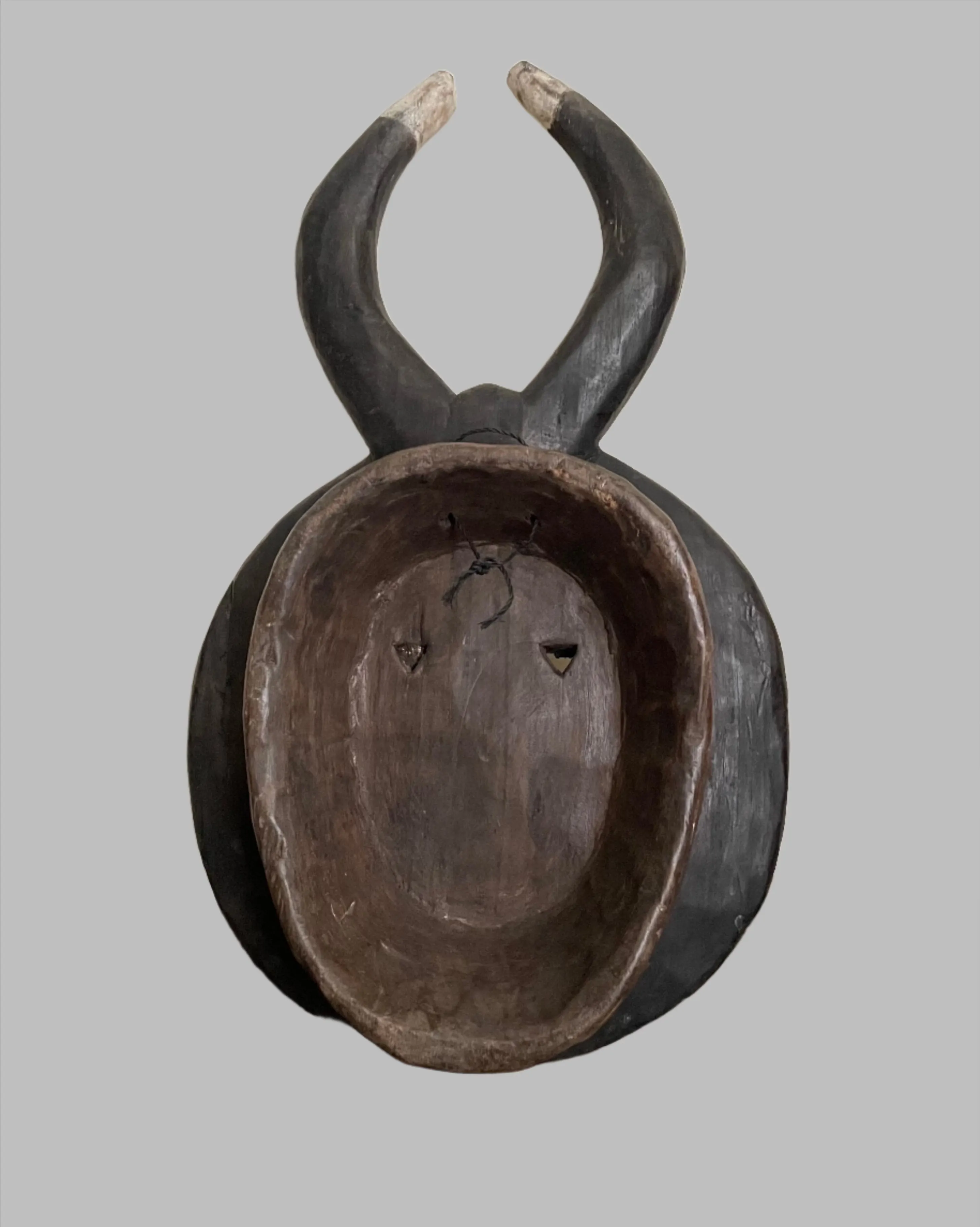 Vintage Black and White Wooden Mask, African Baule Kple Kple