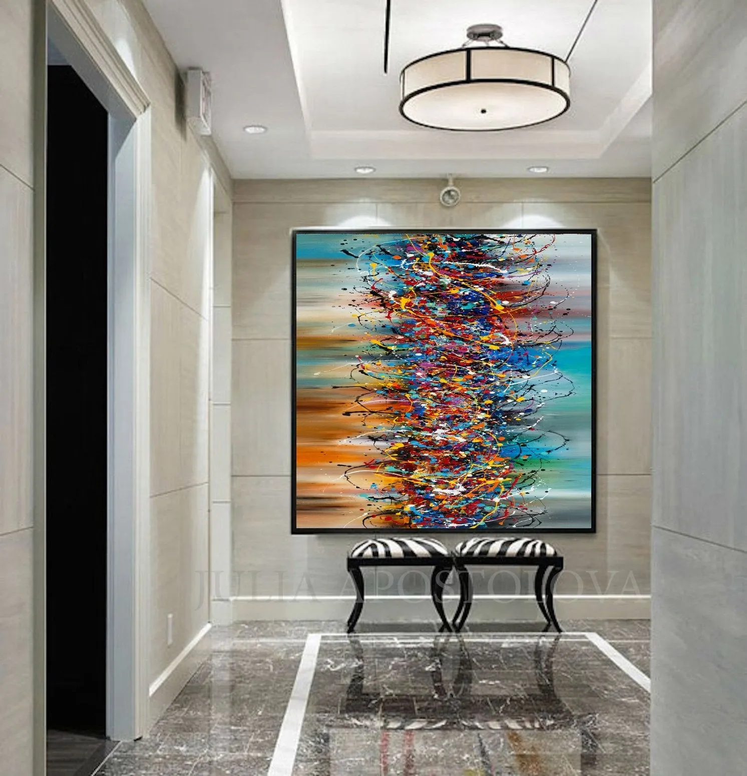 Wall Art Painting Jackson Pollock Multiple Size Drip Style Abstract art on Canvas, large Wall Art - Beauty of Bridge