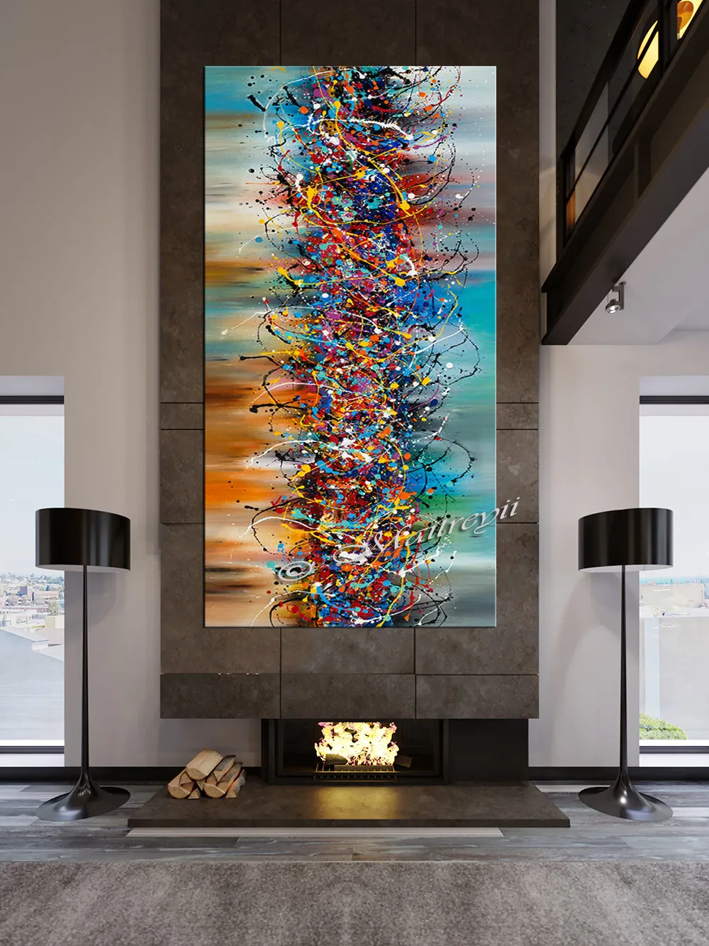 Wall Art Painting Jackson Pollock Multiple Size Drip Style Abstract art on Canvas, large Wall Art - Beauty of Bridge