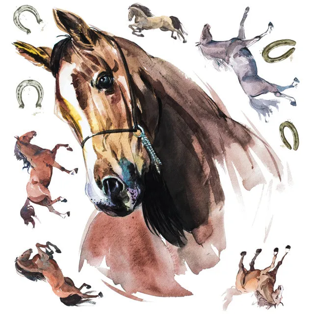 Watercolor Wild Horses Peel And Stick Giant Wall Decals