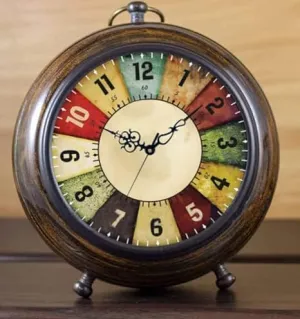 Wooden Desk Clock, 6" Face, Nautical Style, Brown