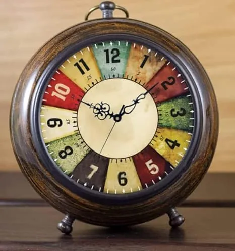 Wooden Desk Clock, 6" Face, Nautical Style, Brown