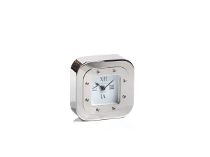 Zodax Mark Lane Silver Table, Small Desk & Shelf Clock,